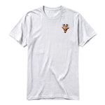 A ash grey short-sleeve crewneck t-shirt for adult featuring a graphic of a wildlife animal on the left chest.
