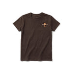 A chocolate short-sleeve crewneck t-shirt for youth featuring a graphic of a wildlife animal on the left chest.