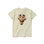 A latte short-sleeve crewneck t-shirt for youth featuring a graphic of a wildlife animal on the front.