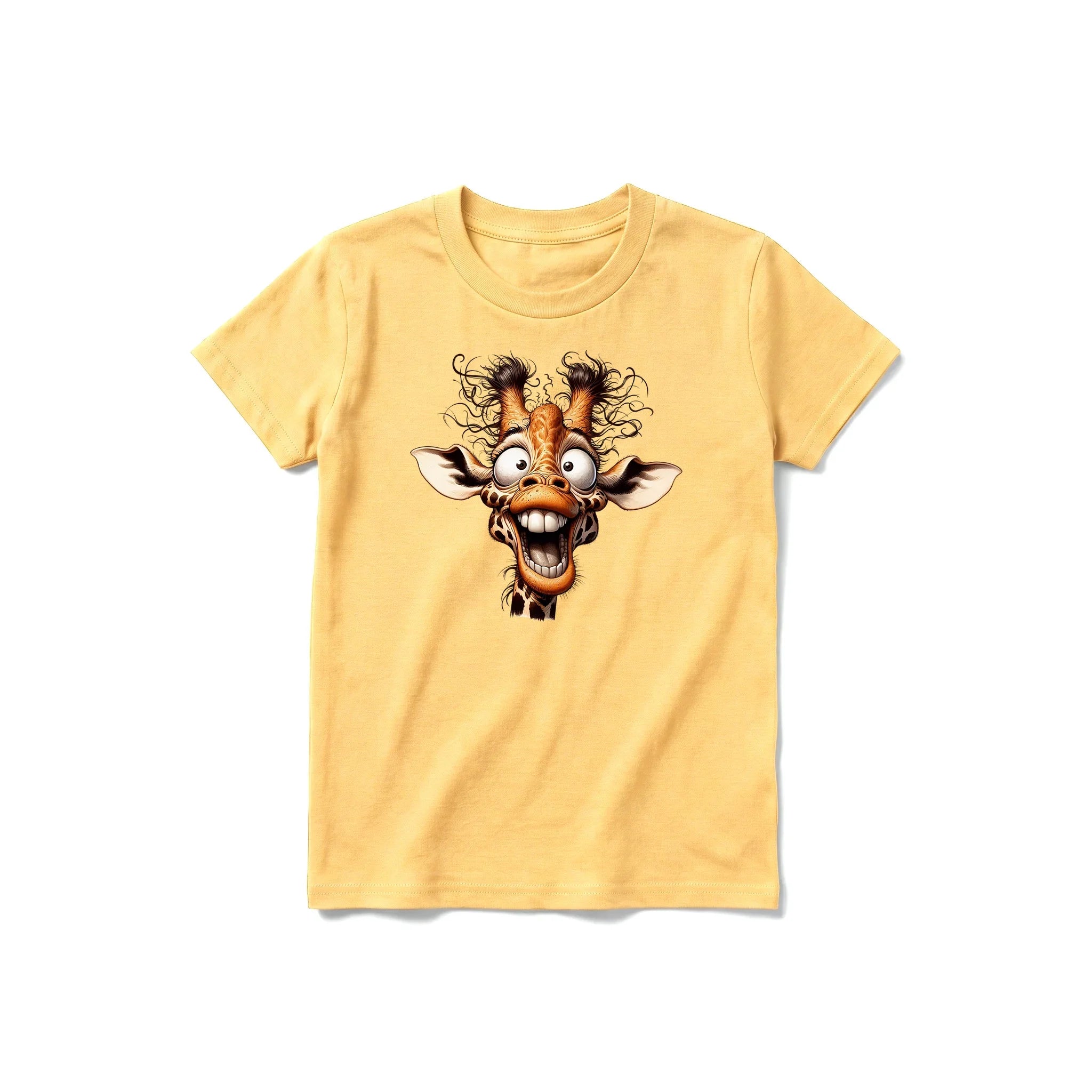 A mustard short-sleeve crewneck t-shirt for youth featuring a graphic of a wildlife animal on the front.