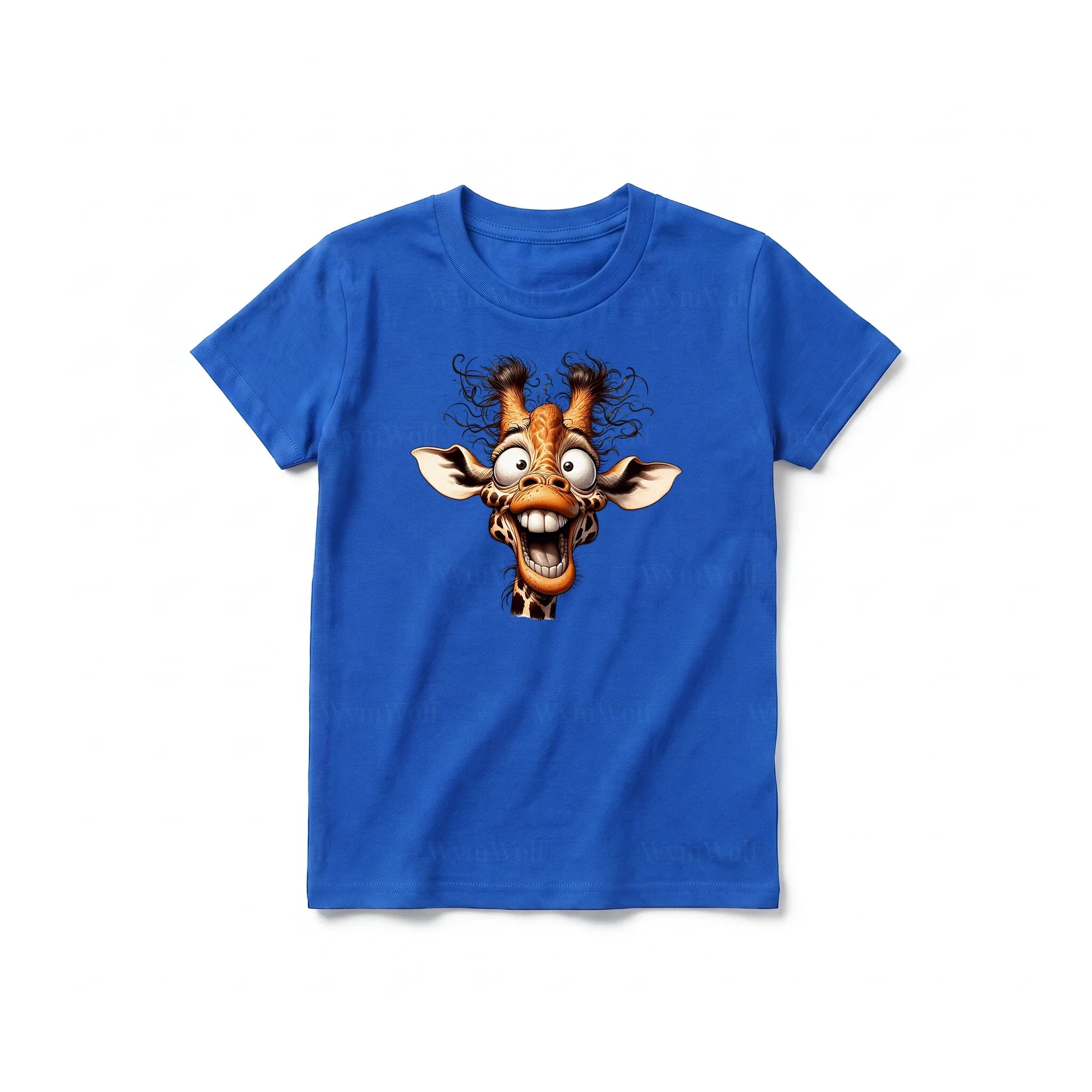 A royal short-sleeve crewneck t-shirt for youth featuring a graphic of a wildlife animal on the front.