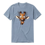 A steel-blue short-sleeve crewneck t-shirt for adult featuring a graphic of a wildlife animal on the front.