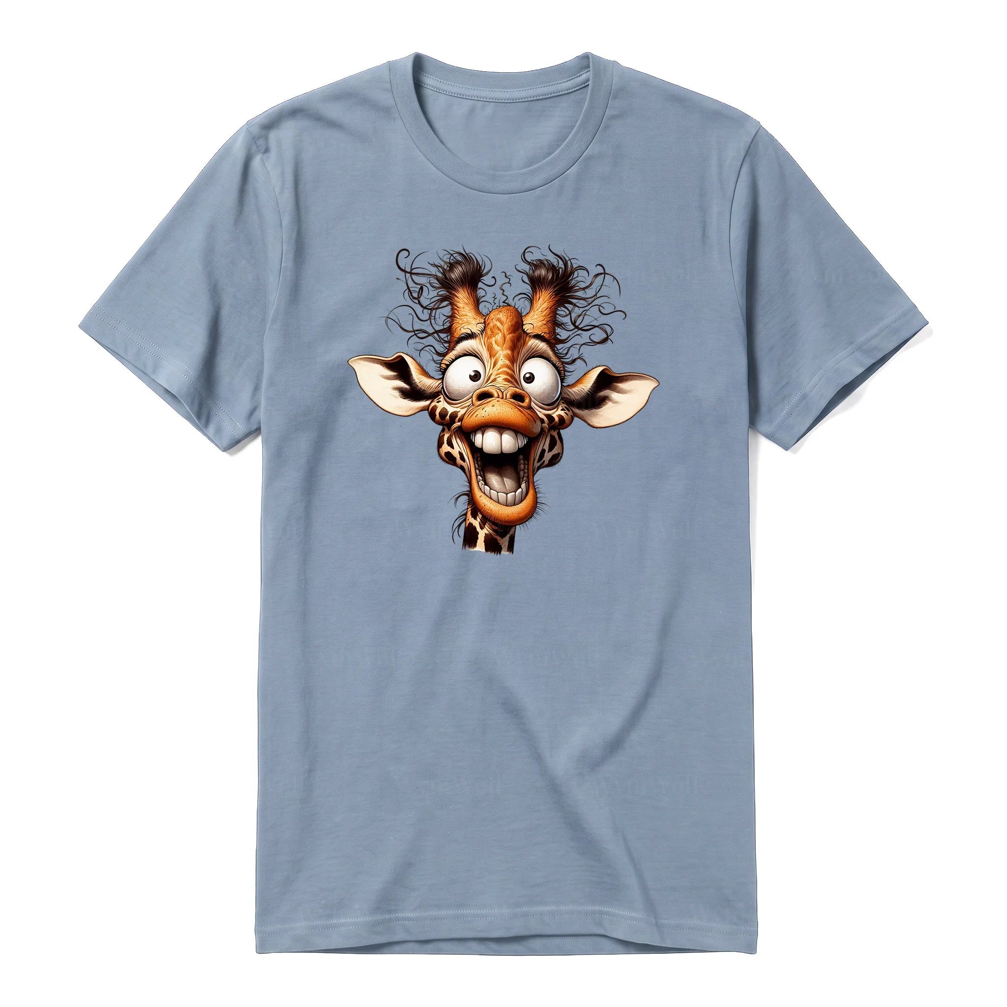 A steel-blue short-sleeve crewneck t-shirt for adult featuring a graphic of a wildlife animal on the front.