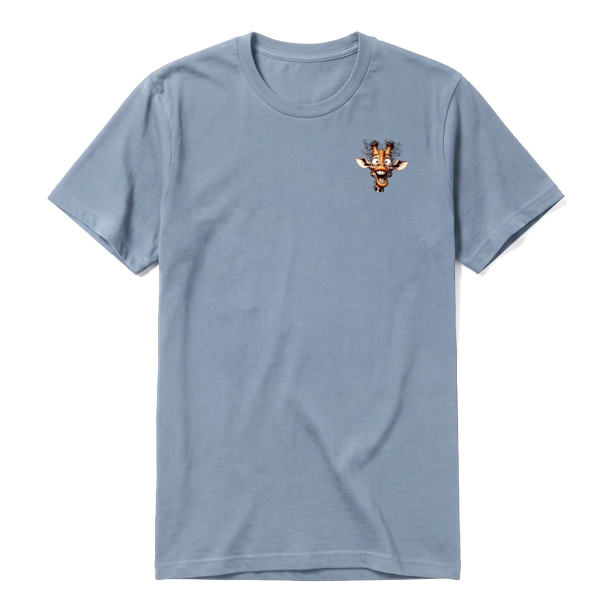A steel-blue short-sleeve crewneck t-shirt for adult featuring a graphic of a wildlife animal on the left chest.