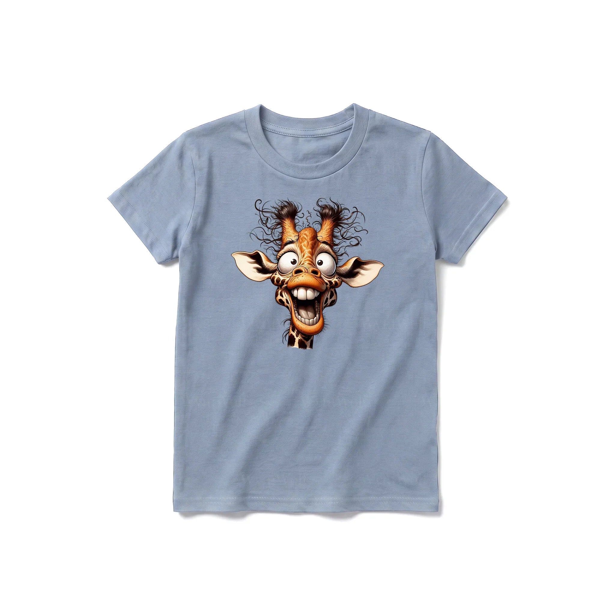 A steel-blue short-sleeve crewneck t-shirt for youth featuring a graphic of a wildlife animal on the front.