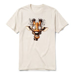 A vintage-white short-sleeve crewneck t-shirt for adult featuring a graphic of a wildlife animal on the front.