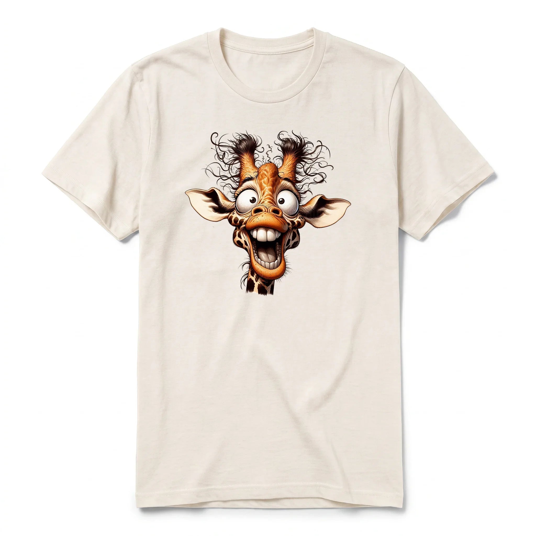 A vintage-white short-sleeve crewneck t-shirt for adult featuring a graphic of a wildlife animal on the front.