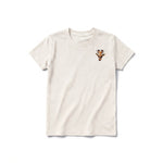 A vintage-white short-sleeve crewneck t-shirt for youth featuring a graphic of a wildlife animal on the left chest.