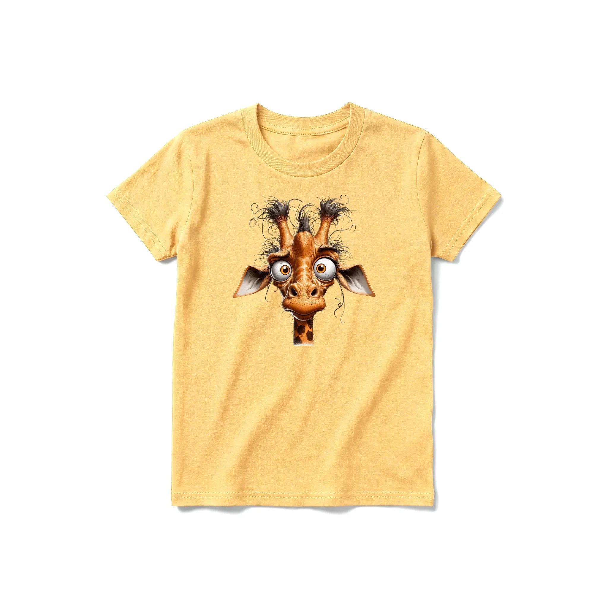 A mustard short-sleeve crewneck t-shirt for youth featuring a graphic of a wildlife animal on the front.