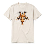 A vintage-white short-sleeve crewneck t-shirt for adult featuring a graphic of a wildlife animal on the front.
