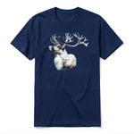 A navy short-sleeve crewneck t-shirt for adult featuring a graphic of a wildlife animal on the front.
