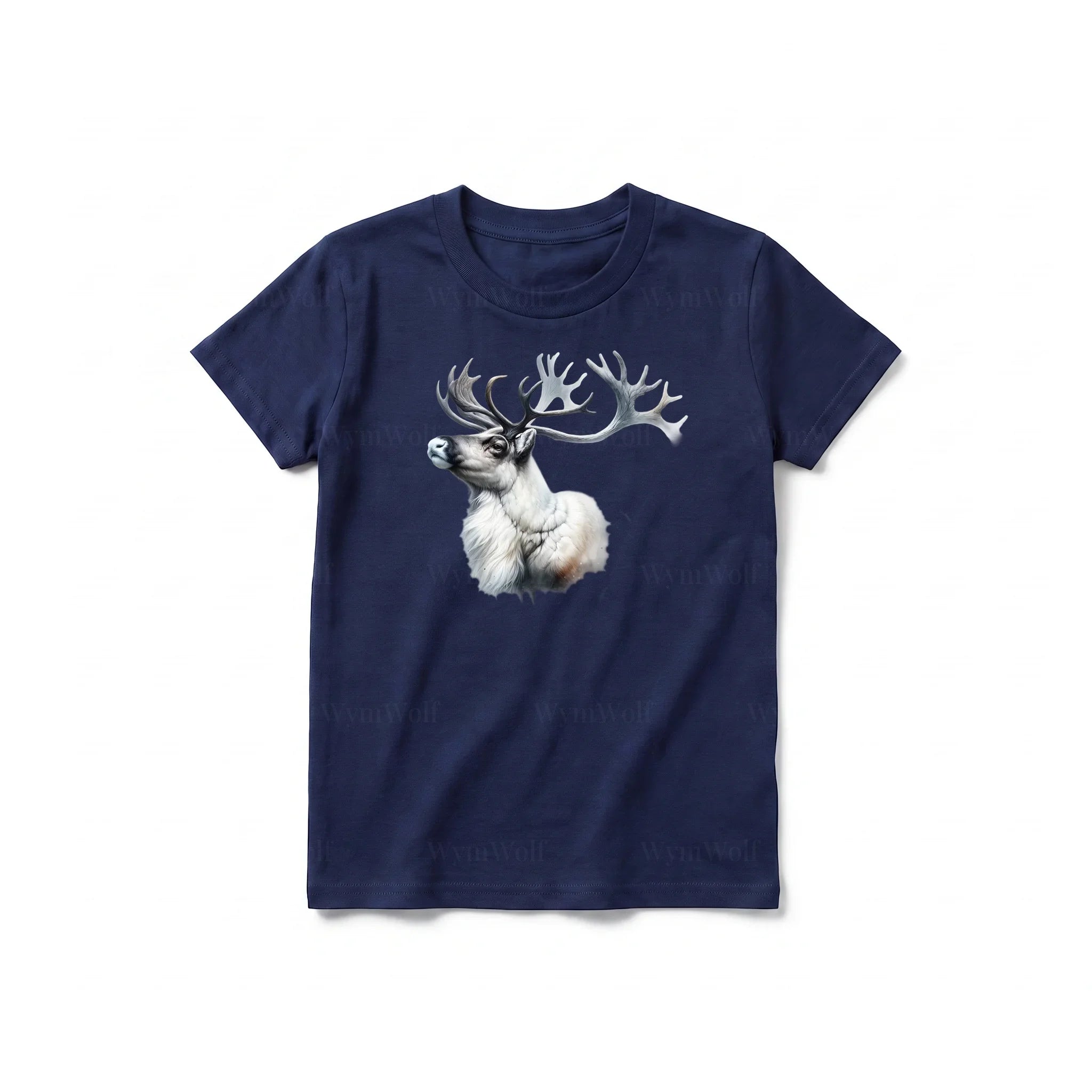 A navy short-sleeve crewneck t-shirt for youth featuring a graphic of a wildlife animal on the front.