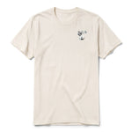 A vintage-white short-sleeve crewneck t-shirt for adult featuring a graphic of a wildlife animal on the left chest.