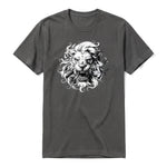 A charcoal short-sleeve crewneck t-shirt for adult featuring a graphic of a wildlife animal on the front.