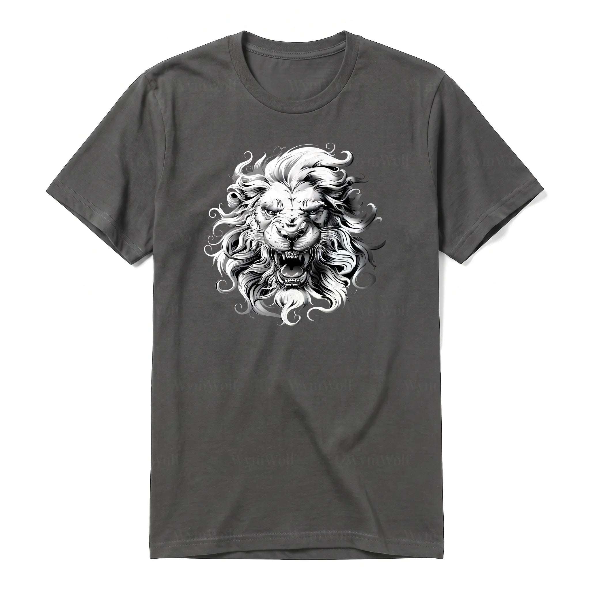 A charcoal short-sleeve crewneck t-shirt for adult featuring a graphic of a wildlife animal on the front.