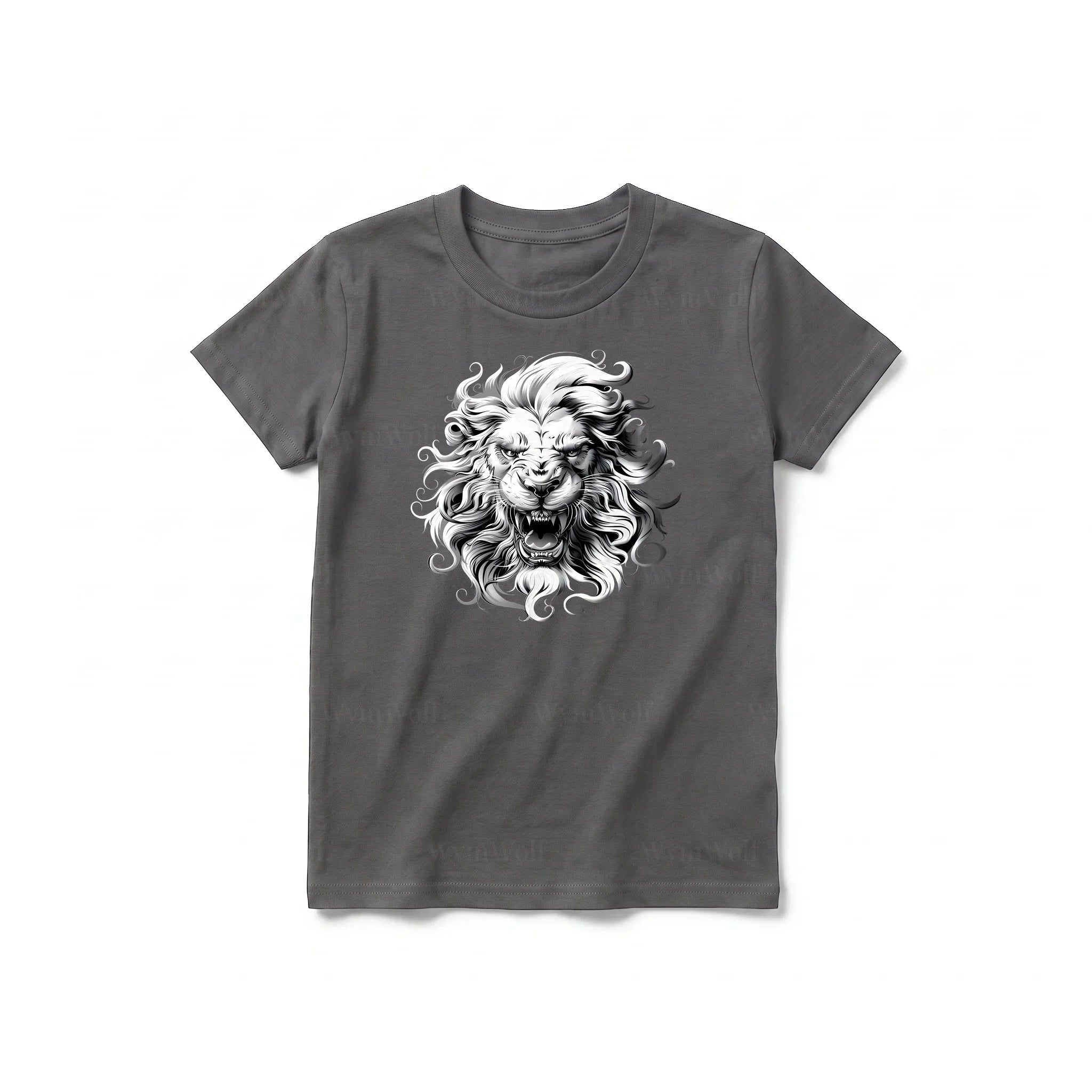 A charcoal short-sleeve crewneck t-shirt for youth featuring a graphic of a wildlife animal on the front.