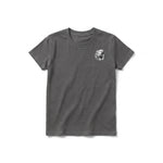 A charcoal short-sleeve crewneck t-shirt for youth featuring a graphic of a wildlife animal on the left chest.