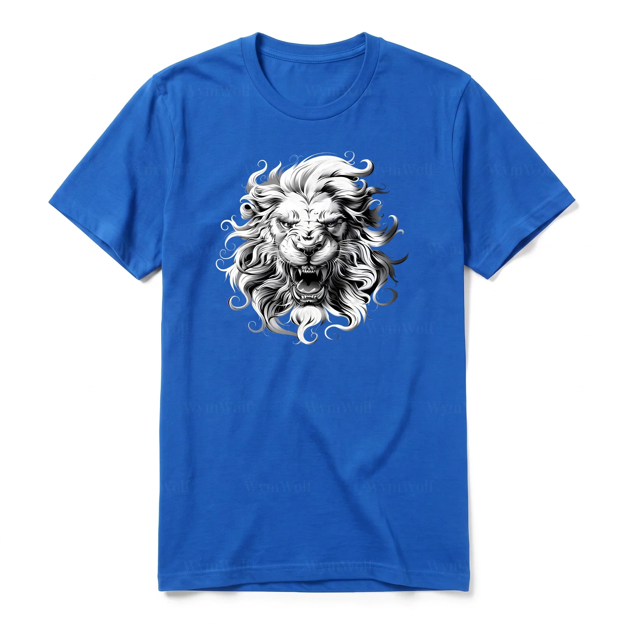 A royal short-sleeve crewneck t-shirt for adult featuring a graphic of a wildlife animal on the front.