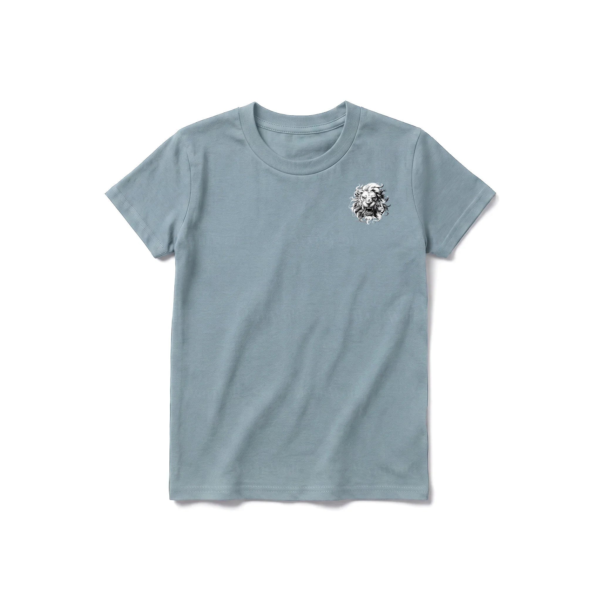 A sage short-sleeve crewneck t-shirt for youth featuring a graphic of a wildlife animal on the left chest.