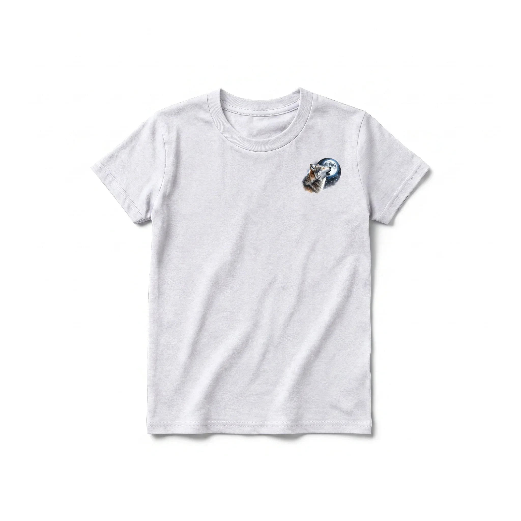 A ash grey short-sleeve crewneck t-shirt for youth featuring a graphic of a wildlife animal on the left chest.