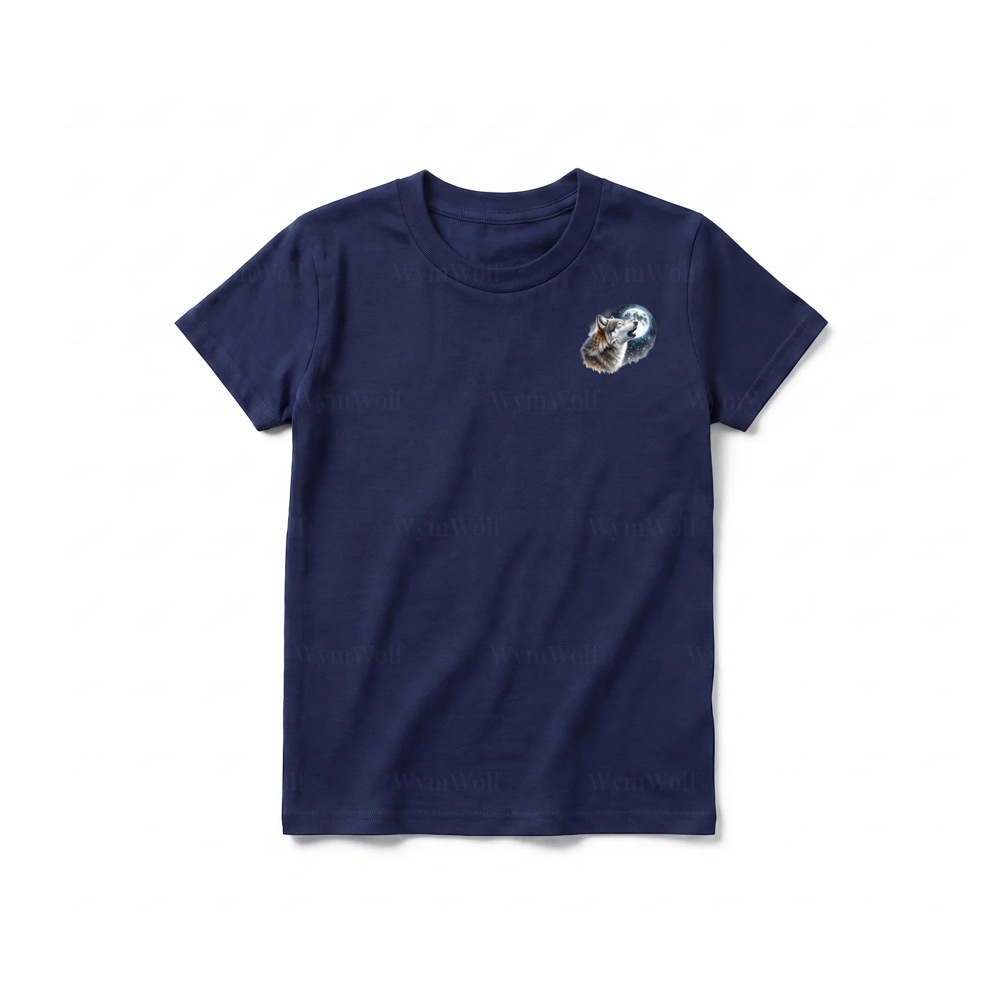 A navy short-sleeve crewneck t-shirt for youth featuring a graphic of a wildlife animal on the left chest.