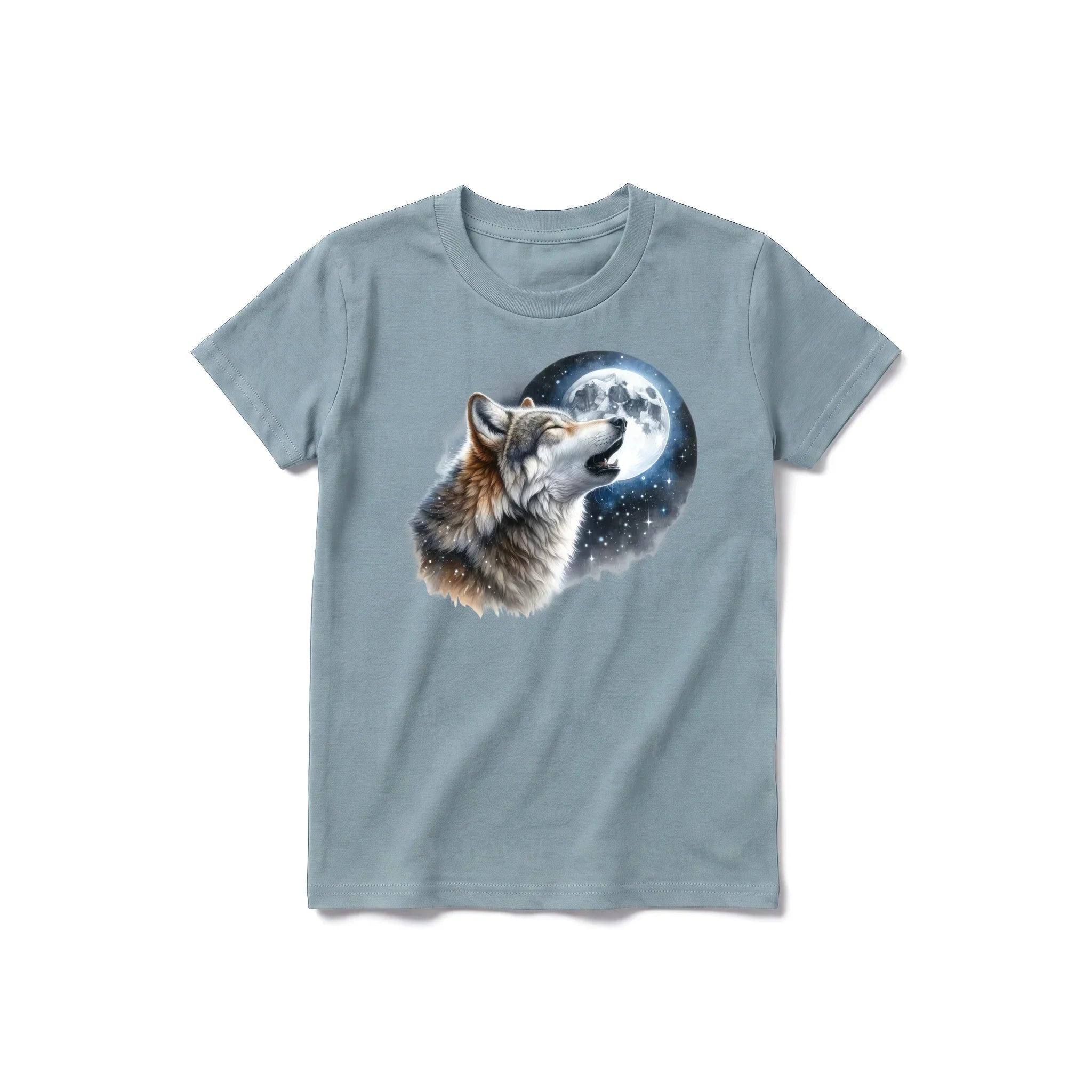 A sage short-sleeve crewneck t-shirt for youth featuring a graphic of a wildlife animal on the front.