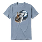 A steel-blue short-sleeve crewneck t-shirt for adult featuring a graphic of a wildlife animal on the front.