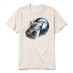 A vintage-white short-sleeve crewneck t-shirt for adult featuring a graphic of a wildlife animal on the front.