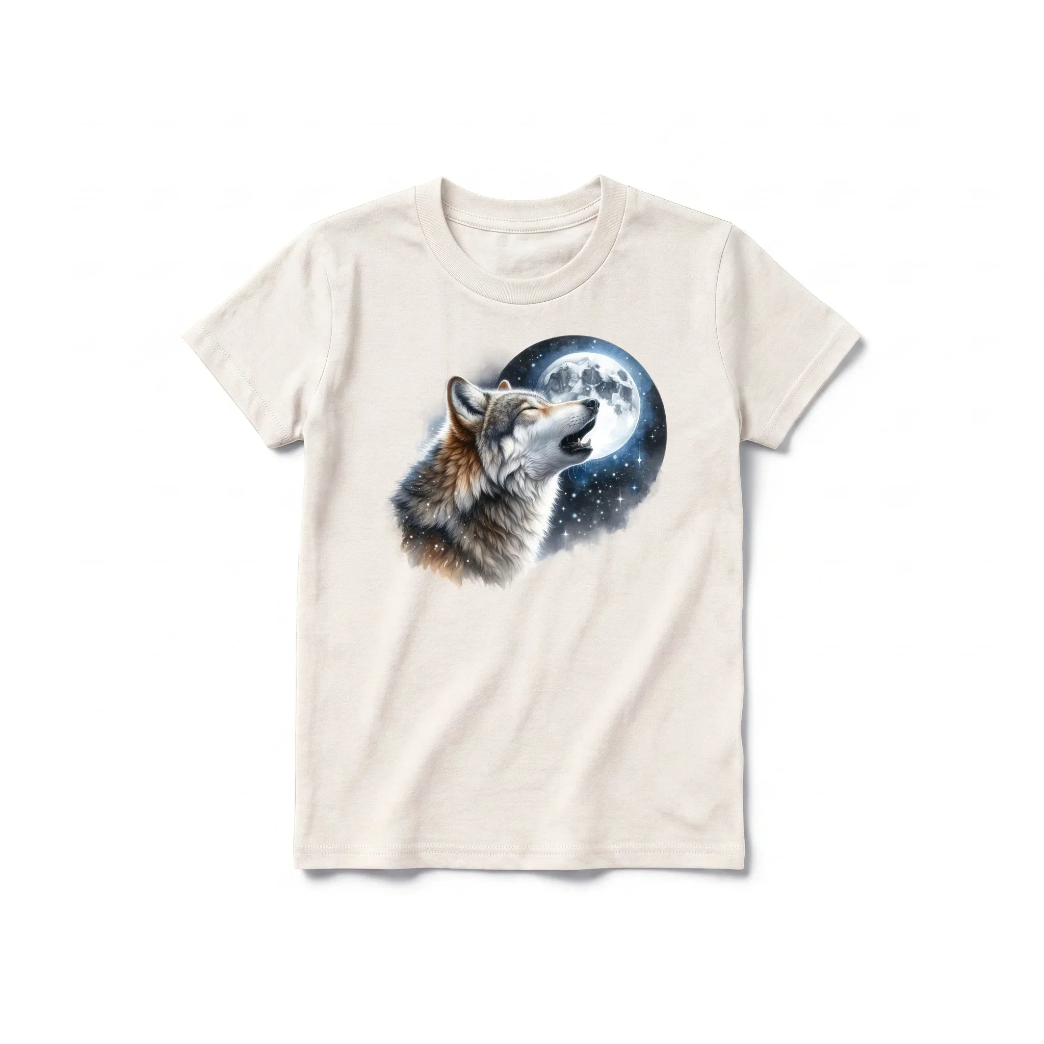 A vintage-white short-sleeve crewneck t-shirt for youth featuring a graphic of a wildlife animal on the front.
