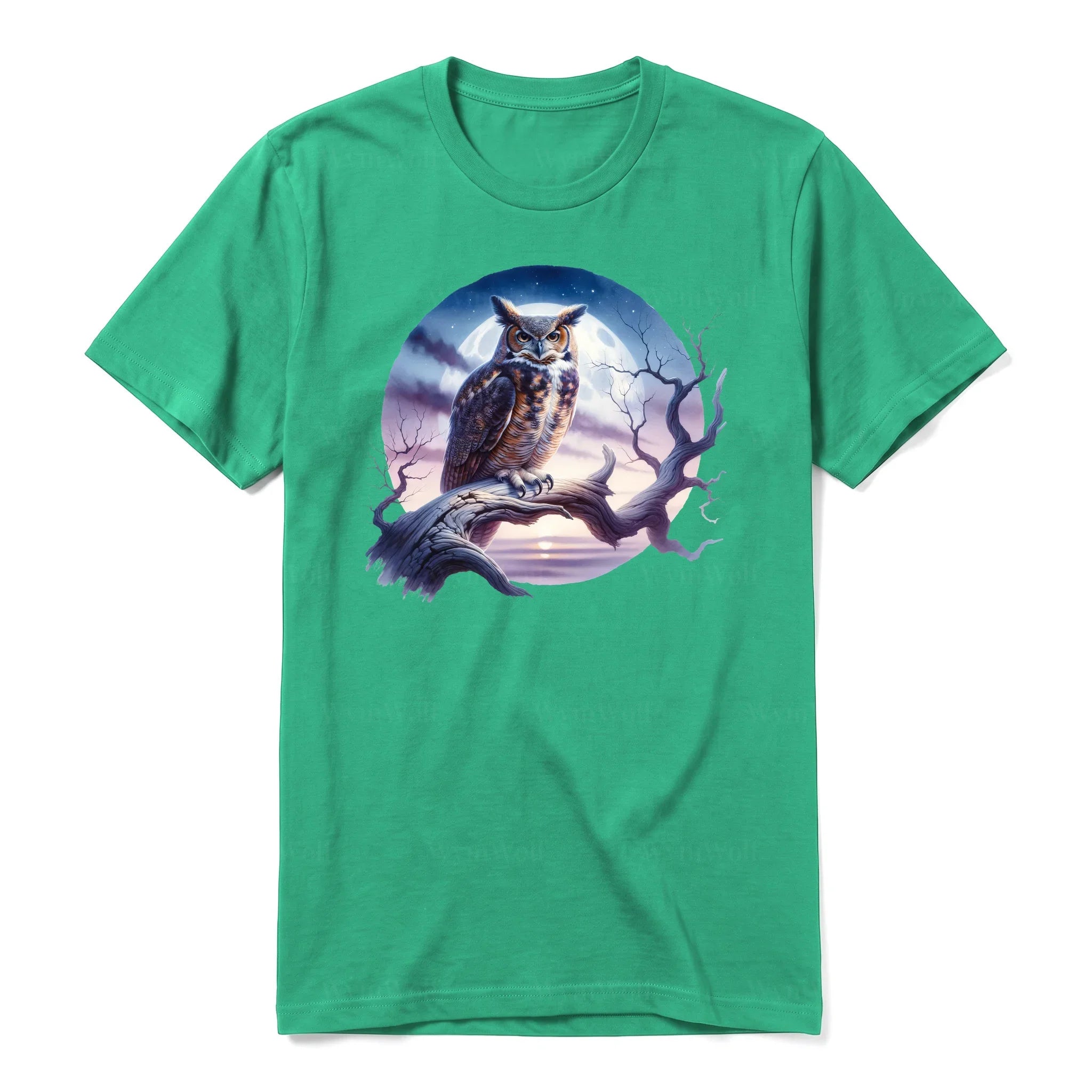 A kelly short-sleeve crewneck t-shirt for adult featuring a graphic of a wildlife animal on the front.