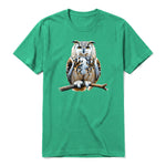 A kelly short-sleeve crewneck t-shirt for adult featuring a graphic of a wildlife animal on the front.