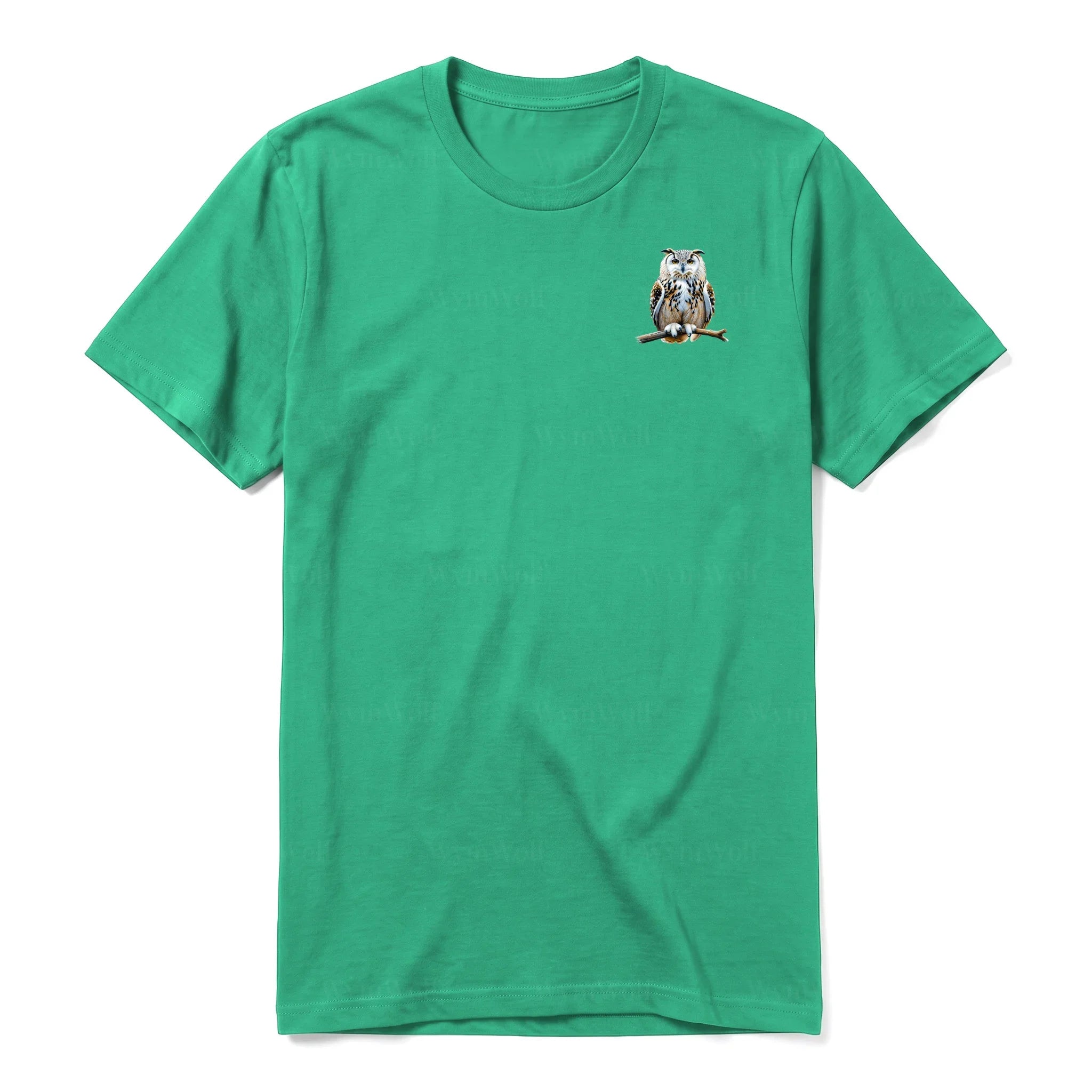 A kelly short-sleeve crewneck t-shirt for adult featuring a graphic of a wildlife animal on the left chest.