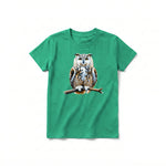 A kelly short-sleeve crewneck t-shirt for youth featuring a graphic of a wildlife animal on the front.