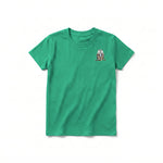 A kelly short-sleeve crewneck t-shirt for youth featuring a graphic of a wildlife animal on the left chest.