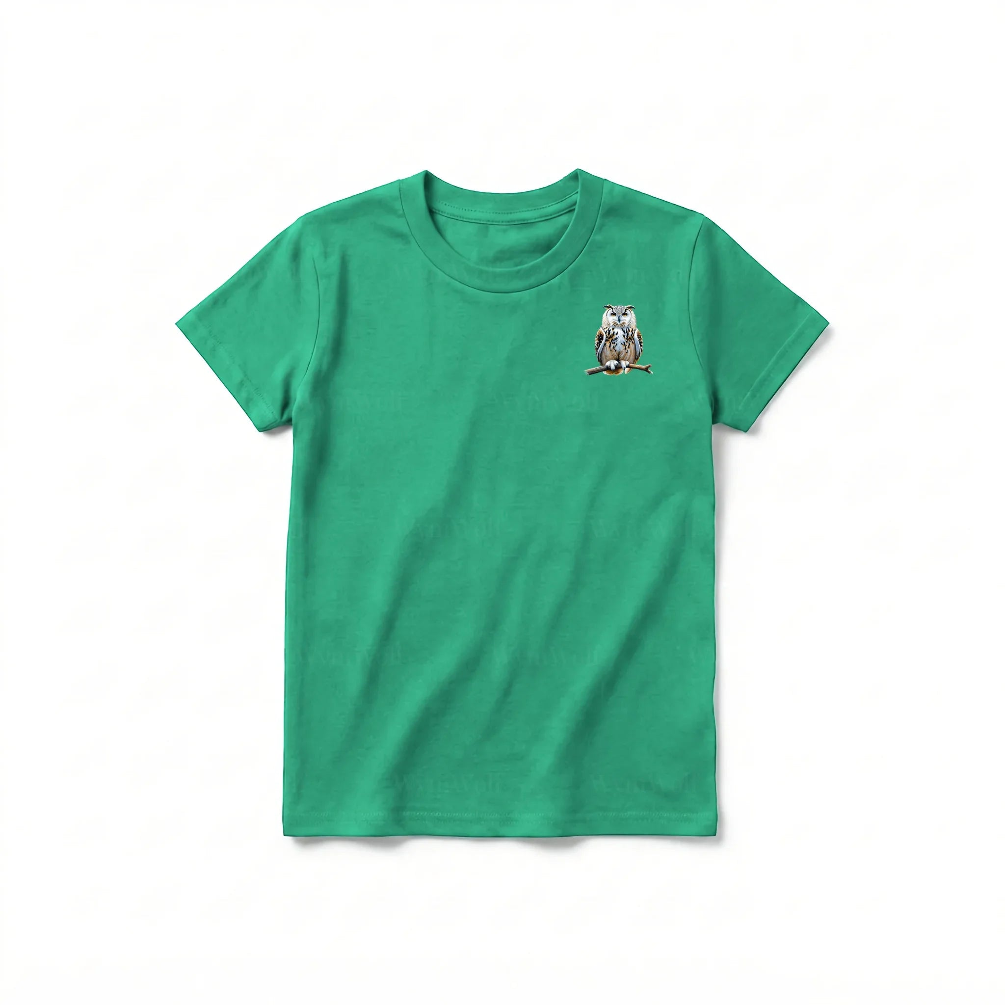 A kelly short-sleeve crewneck t-shirt for youth featuring a graphic of a wildlife animal on the left chest.