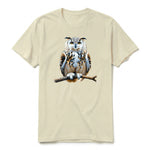 Un T-shirt latte à manches courtes et col rond, orné d'un motif représentant un animal de la faune sur le devant.