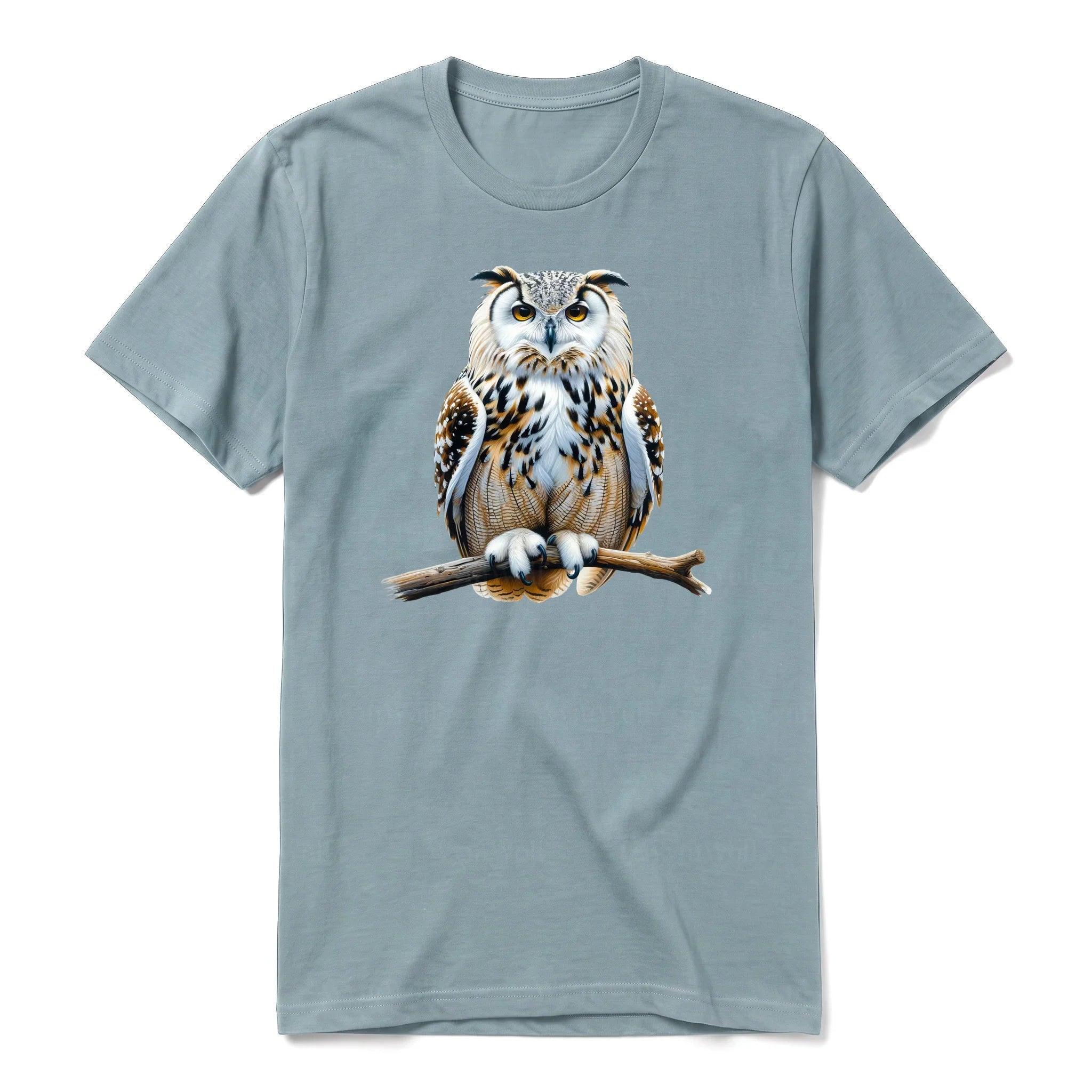 Un T-shirt sauge à manches courtes et col rond, orné d'un motif représentant un animal de la faune sur le devant.