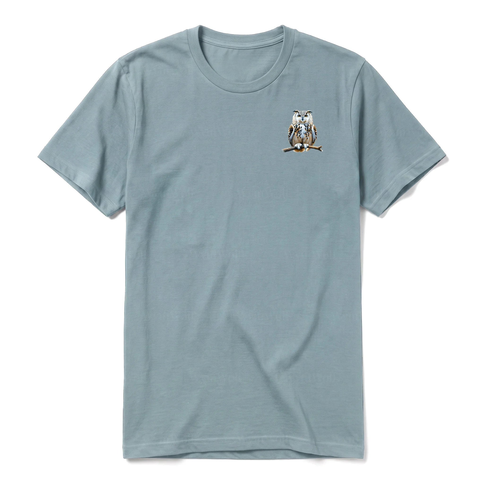 Un T-shirt sauge à manches courtes et col rond, orné d'un motif représentant un animal de la faune sur la poitrine gauche.
