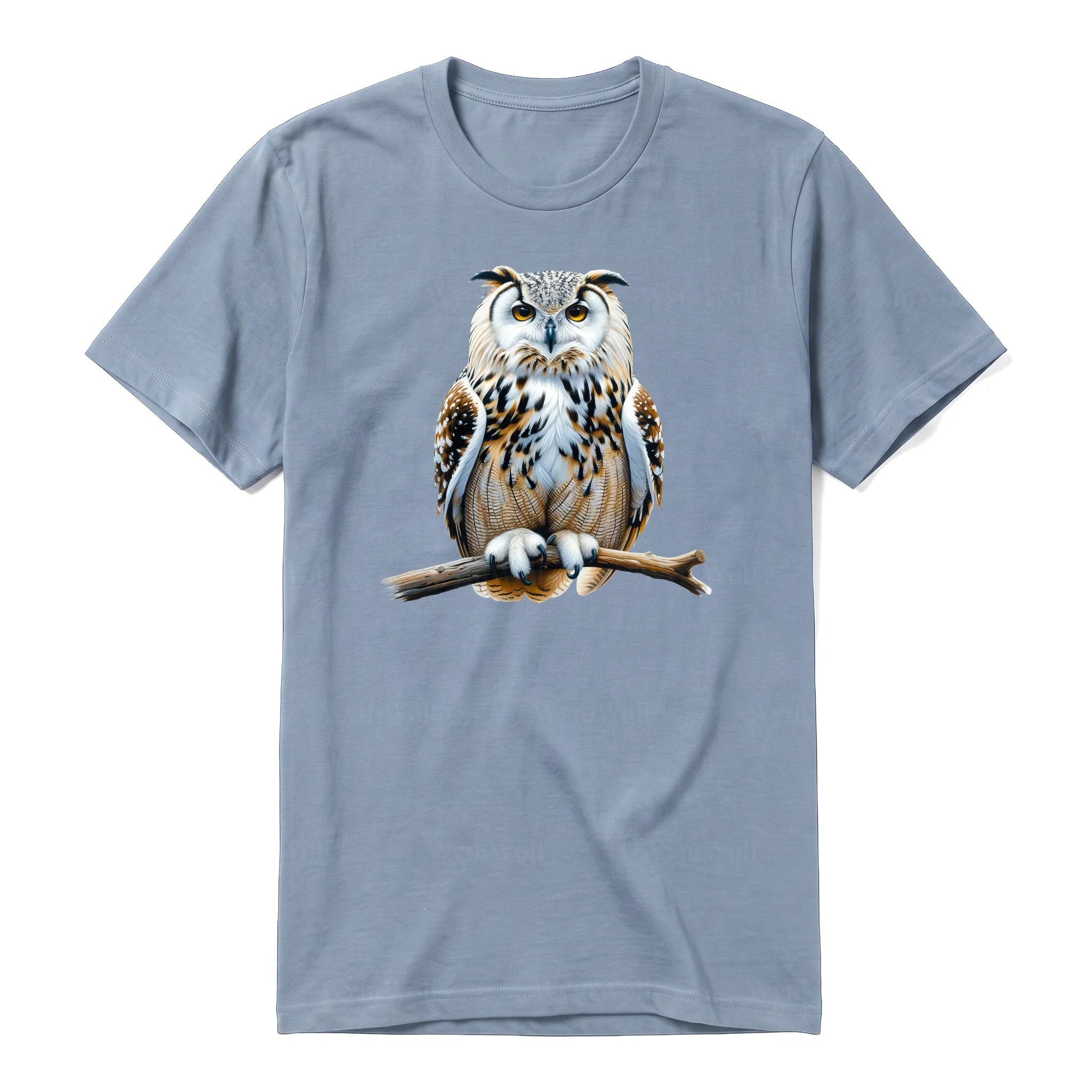 A steel-blue short-sleeve crewneck t-shirt for adult featuring a graphic of a wildlife animal on the front.
