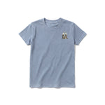 A steel-blue short-sleeve crewneck t-shirt for youth featuring a graphic of a wildlife animal on the left chest.
