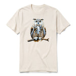A vintage-white short-sleeve crewneck t-shirt for adult featuring a graphic of a wildlife animal on the front.