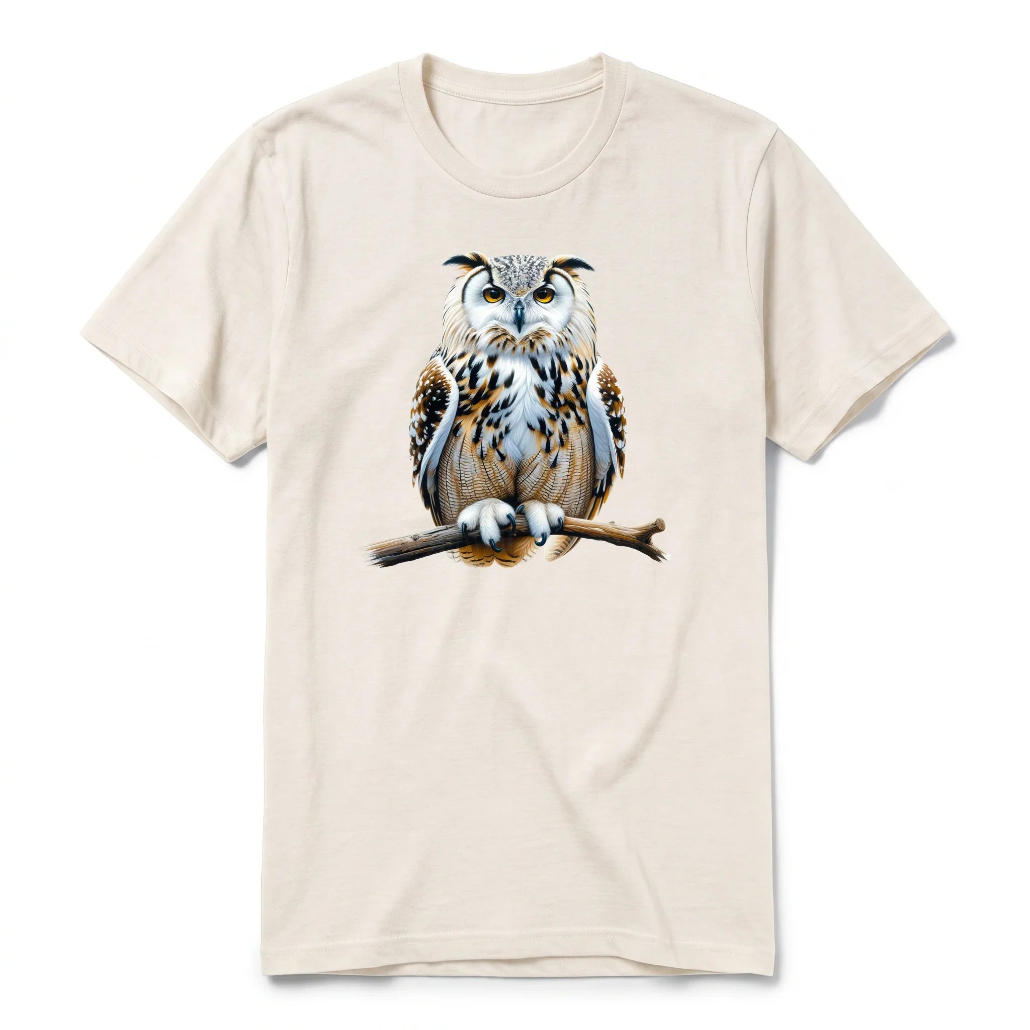 A vintage-white short-sleeve crewneck t-shirt for adult featuring a graphic of a wildlife animal on the front.