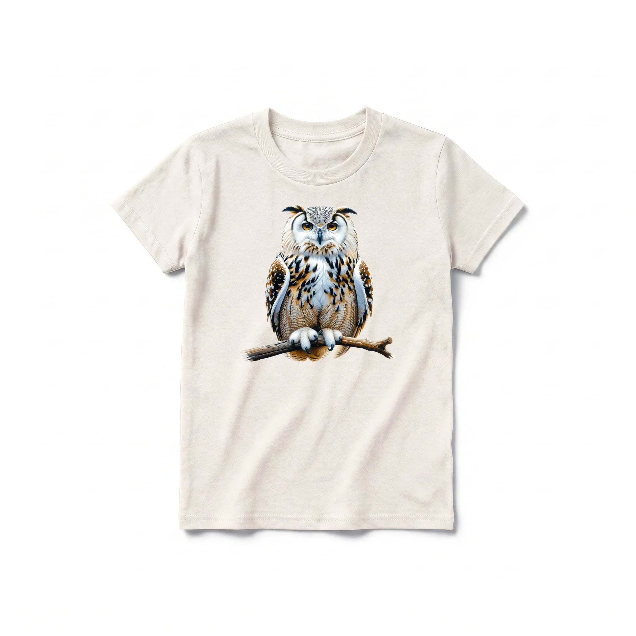 A vintage-white short-sleeve crewneck t-shirt for youth featuring a graphic of a wildlife animal on the front.