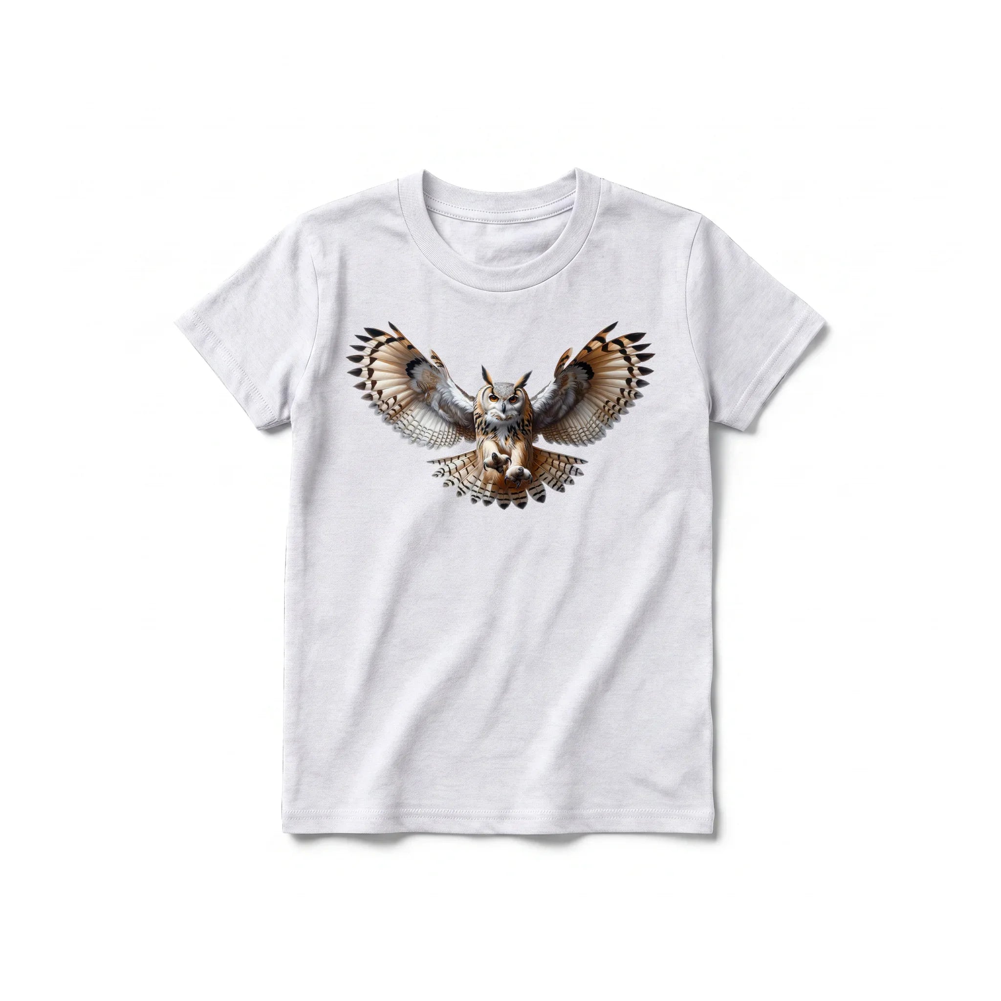 A ash grey short-sleeve crewneck t-shirt for youth featuring a graphic of a wildlife animal on the front.