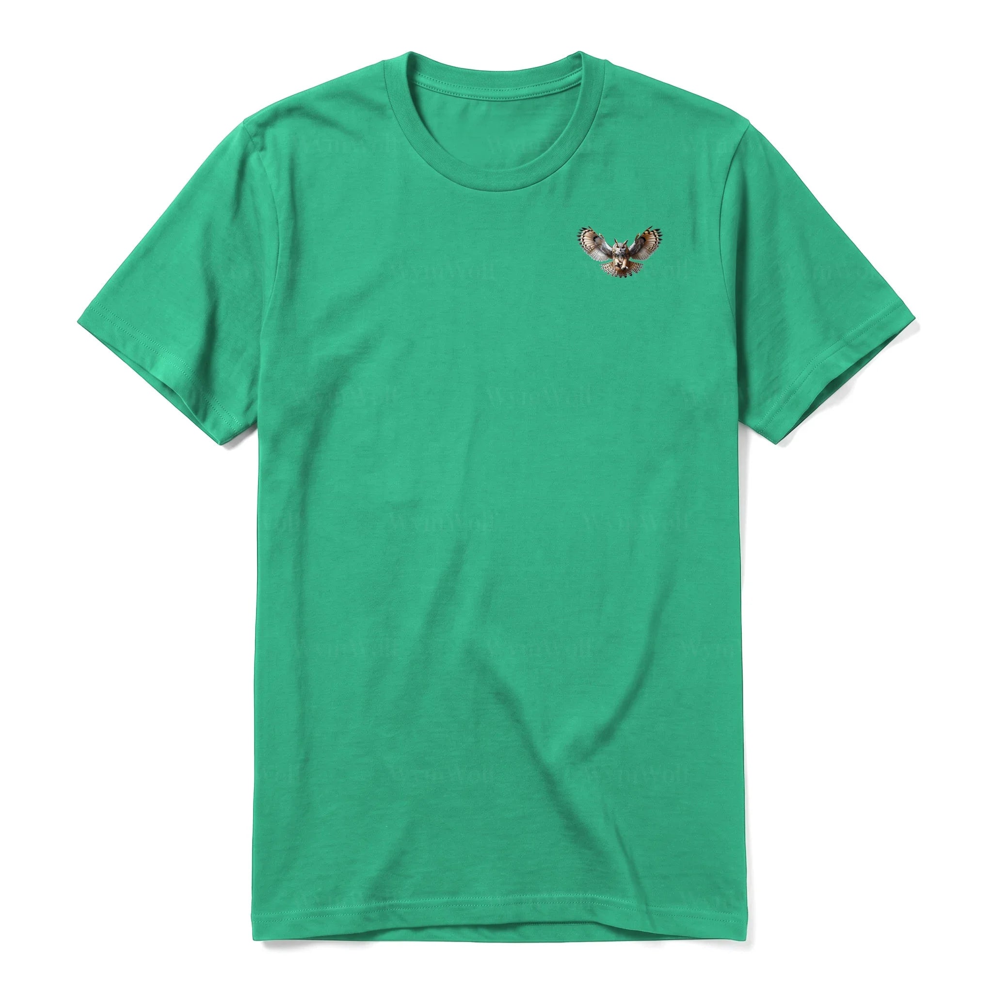 A kelly short-sleeve crewneck t-shirt for adult featuring a graphic of a wildlife animal on the left chest.