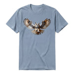 A steel-blue short-sleeve crewneck t-shirt for adult featuring a graphic of a wildlife animal on the front.