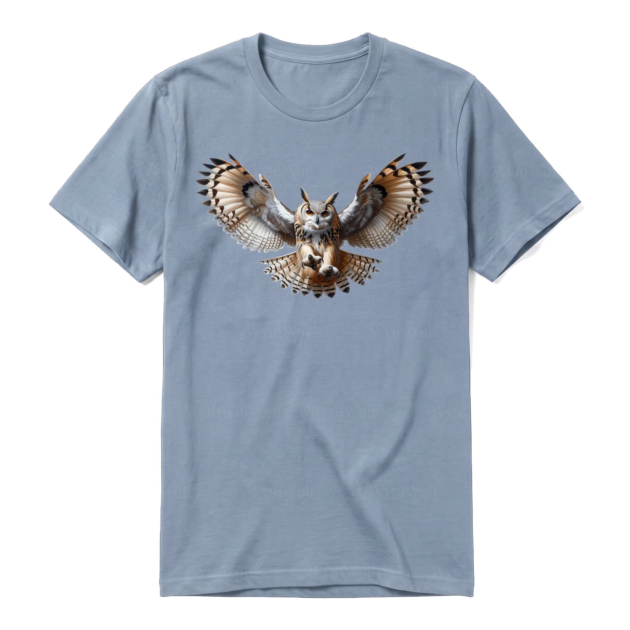 A steel-blue short-sleeve crewneck t-shirt for adult featuring a graphic of a wildlife animal on the front.