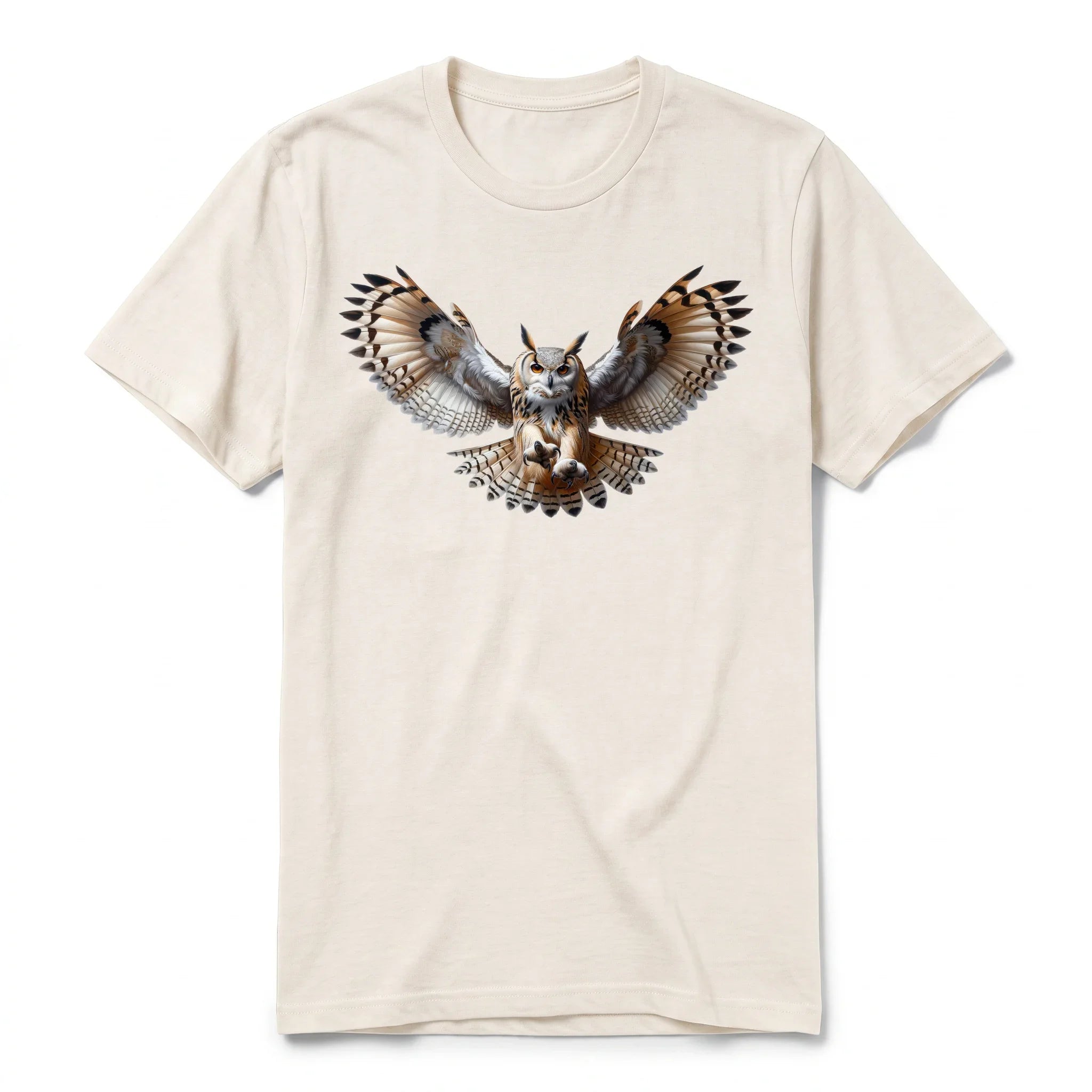 A vintage-white short-sleeve crewneck t-shirt for adult featuring a graphic of a wildlife animal on the front.