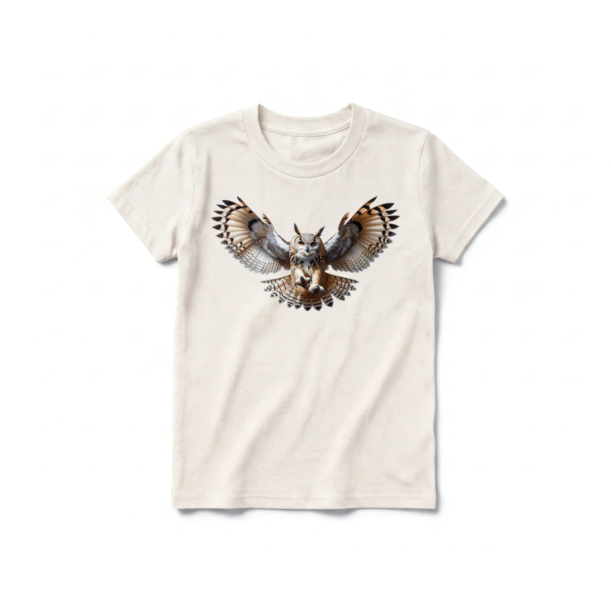 A vintage-white short-sleeve crewneck t-shirt for youth featuring a graphic of a wildlife animal on the front.