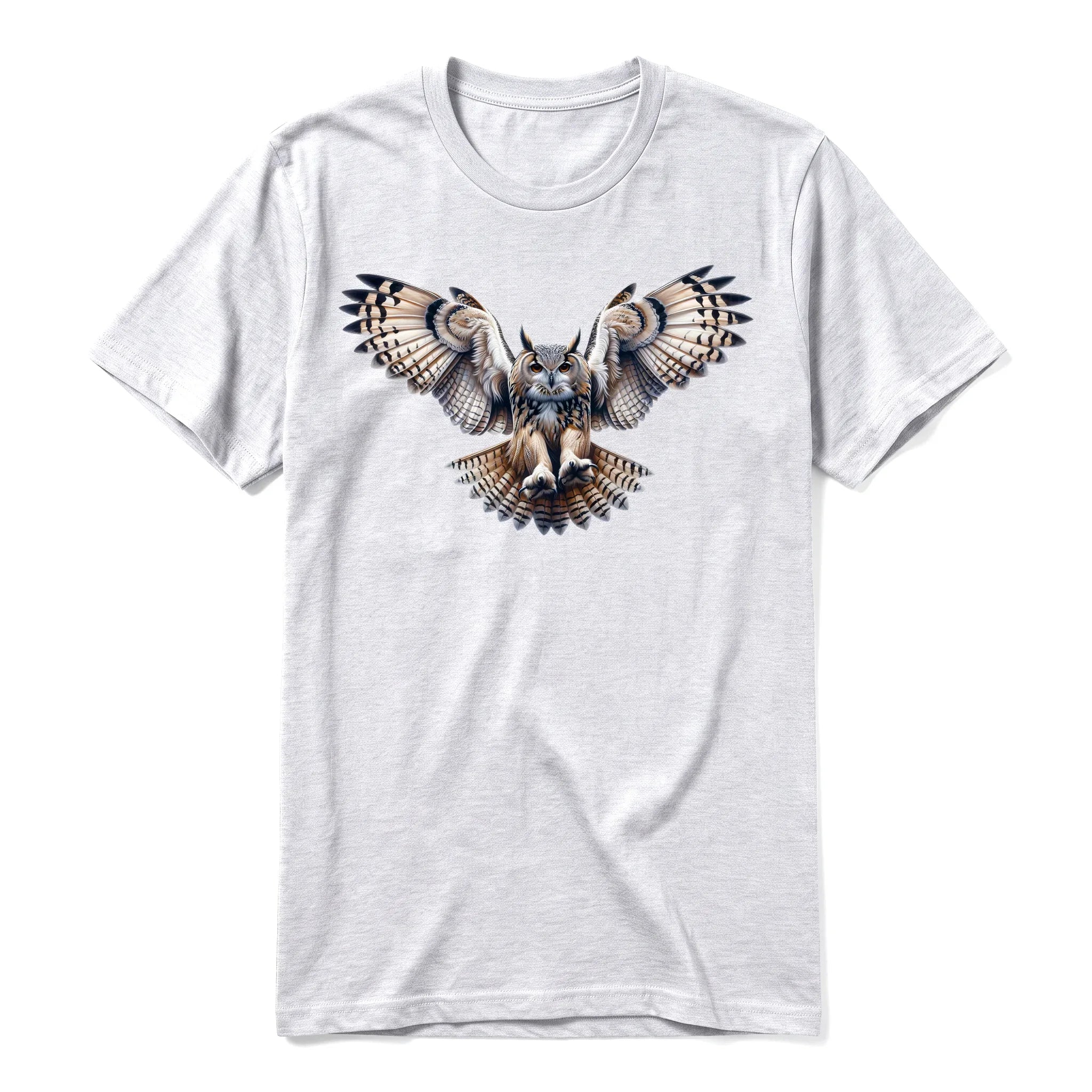 Un T-shirt gris cendré à manches courtes et col rond, orné d'un motif représentant un animal de la faune sur le devant.